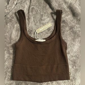 Mixology brown ribbed tank
